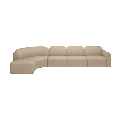 Bulky modulaire bank set - 4/5 seat met footstool - almond