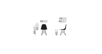 Vitra stoel Eames DSR Basic dark onderstel