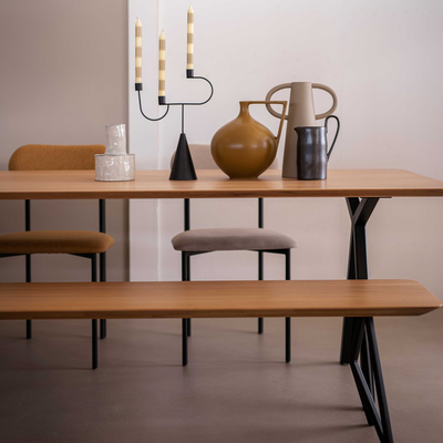 Studio HENK tafel Slim X-type Rechthoekig, zwart frame - Smart Collectie