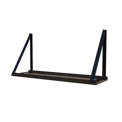 Stalen wandplank 98x20cm - incl. leren plankdragers