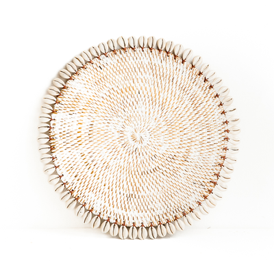 Rotan placemat onderzetter met schelpjes