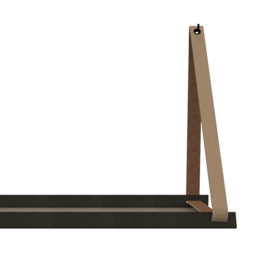 Stalen wandplank 70x20cm - incl. leren plankdragers