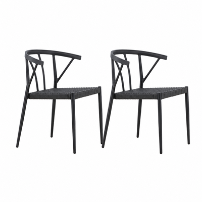 Aluminium tuinstoel zwart Julian- rattan zitting - set van 2