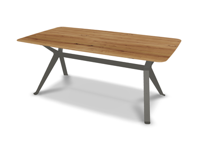 They &amp; Me eettafel Chat – bootsvorm – eiken rustiek lak – RAL7022 ombergrijs