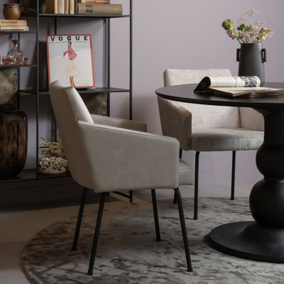 Mount eetkamerstoel met armleuning 3d chenille middenbruin