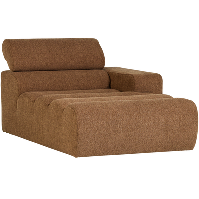 Novi chaise longue element arm rechts boucle karamelbruin