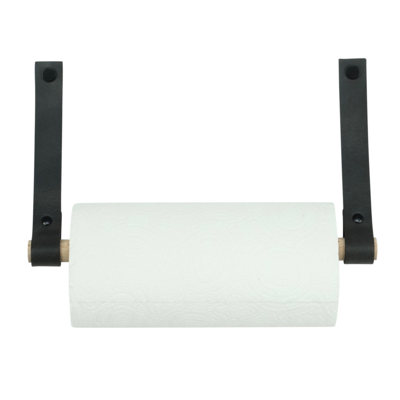 Leren keukenrolhouder (roldrager: rondhout)