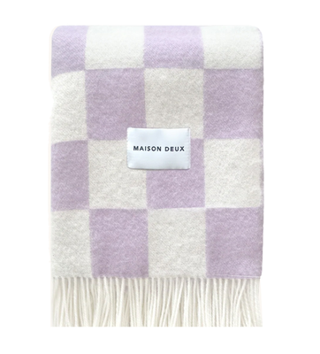 Maison Deux Checkerboard Blanket - Lilac / White
