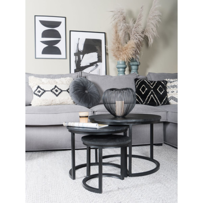 Salontafel Noor - Set van 3 - Zwart/Zwart