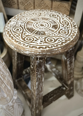 Krukje mandala natural wood / white wash