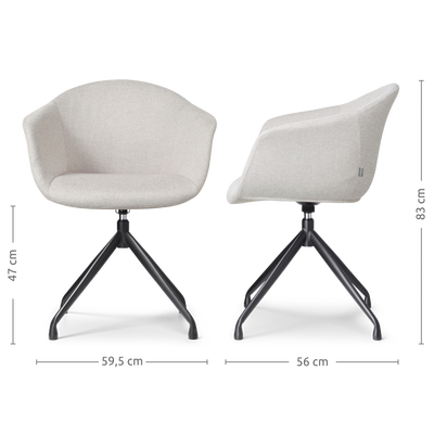 Draaibare eetkamerstoel Nola-Otis - zwart onderstel