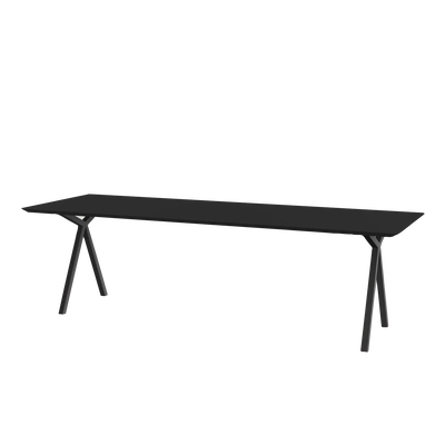 Studio HENK tafel Slim X-type Rechthoekig - zwart frame, HPL Fenix nero ingo