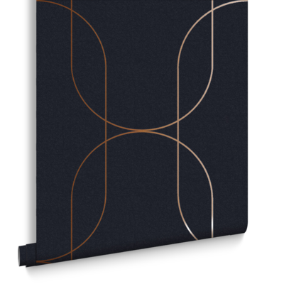 Graham &amp; Brown  vliesbehang  Palais Navy &amp; Copper