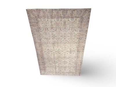 Vloerkleed vintage crème met bloemen
