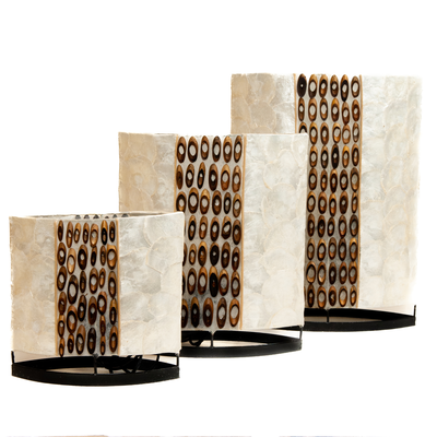 Capiz schelpen staande lamp strook bamboe