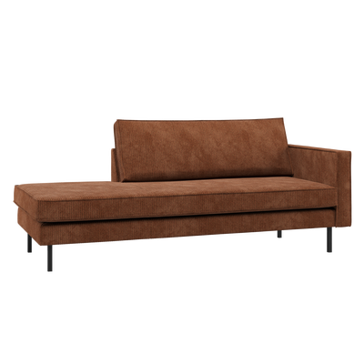 Rodeo daybed rechts ribstof bruin