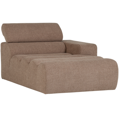 Novi chaise longue element arm rechts boucle karamelbruin