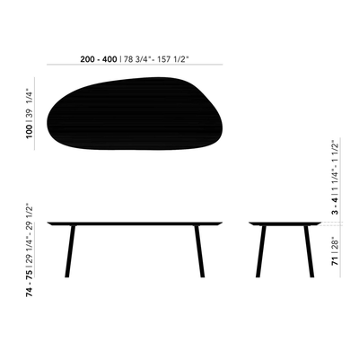Studio HENK tafel Butterfly Blob, zwart frame - Smart Collectie