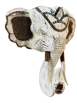 Houten handgesneden olifantenkop large