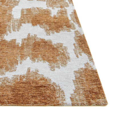 Abstract design vloerkleed Ikat met vlekken en vage vormen geel en ivoor