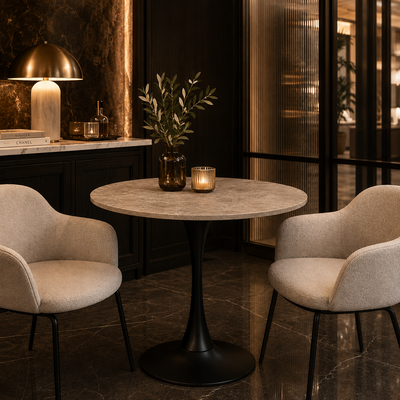 Marly ronde eettafel keramiek wit - Ø90x75 cm