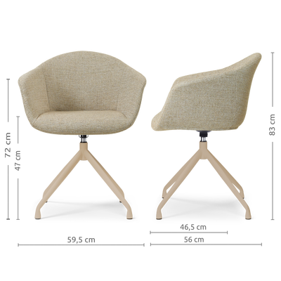 Draaibare eetkamerstoel Nola-Otis met armleuningen - beige onderstel