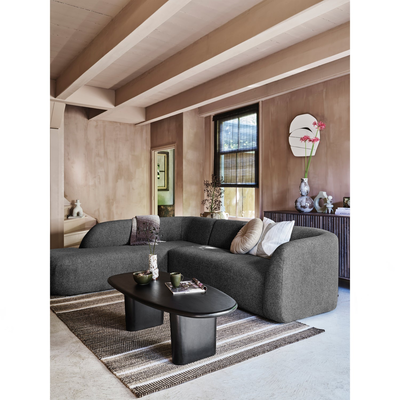 Sloping hoekbank links off white melange
