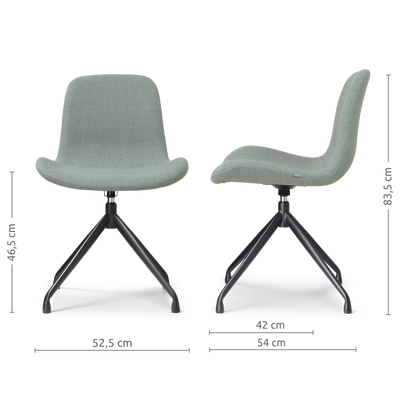 Draaibare eetkamerstoel Nola-Fé gestoffeerd - zwart onderstel