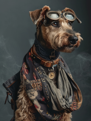 Canvas schilderij van een Airedale Terrier 40x60 cm