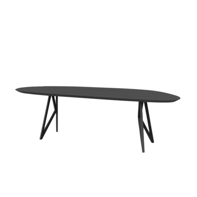 Studio HENK tafel Butterfly Blob - zwart frame, zwarte beits 220 x 100 | Zwarte Beits | Verjongde Rand | Frame Zwart