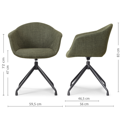 Draaibare eetkamerstoel Nola-Otis - zwart onderstel