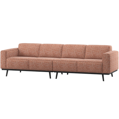 Statement 4-zits bank 280 cm chenille velvet perzikroze