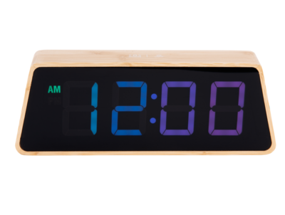 Wekker Changing Colour LED bruin bamboe