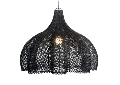 Rotan hanglamp Tiram zwart