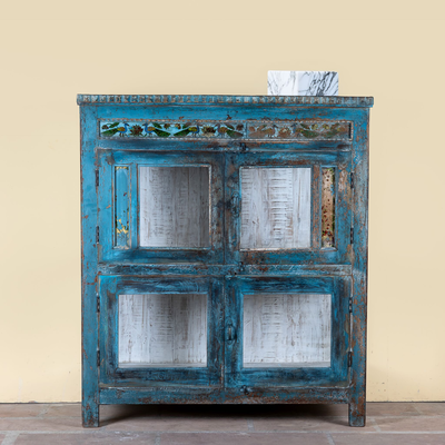 Kavish - Blauwe Vintage Teakhouten Kast