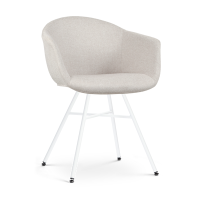 Eetkamerstoel Noa-Otis wit onderstel met armleuningen