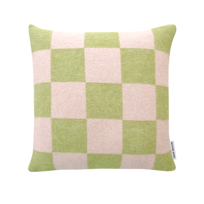 Maison Deux Checkerboard Cushion - Kiwi / Pink