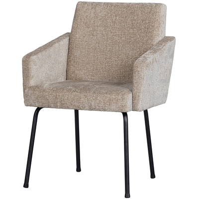 Mount eetkamerstoel met armleuning 3d chenille middenbruin