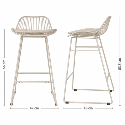 Barkruk Pleun grijsbeige - met zitkussen - 65 cm