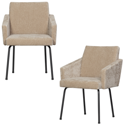 Mount eetkamerstoel met armleuning 3d chenille middenbruin