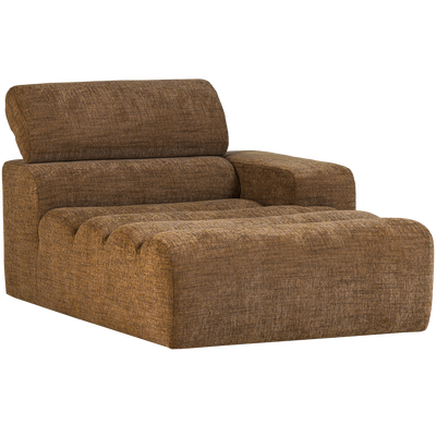 Novi chaise longue element arm rechts boucle karamelbruin