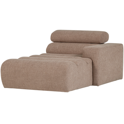 Novi chaise longue element arm rechts boucle karamelbruin
