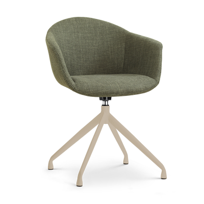 Draaibare eetkamerstoel Nola-Otis met armleuningen - beige onderstel