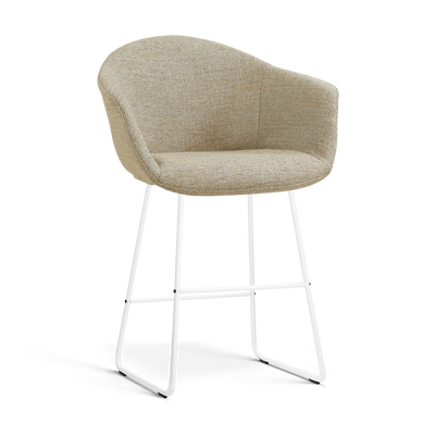 Barkruk Nino-Otis gestoffeerd wit onderstel met armleuningen (zithoogte 65 cm)