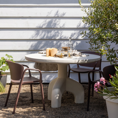 Bent tuinstoel kunststof paars/bruin