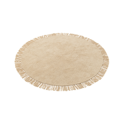 Rond vloerkleed boho franjes beige