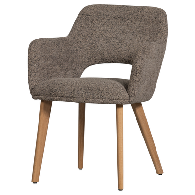 Murat eetkamerstoel taupe met houten poot naturel
