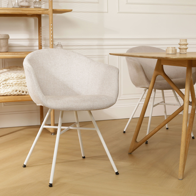 Eetkamerstoel Noa-Otis wit onderstel met armleuningen