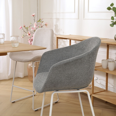 Barkruk Nino-Otis gestoffeerd wit onderstel met armleuningen (zithoogte 65 cm)