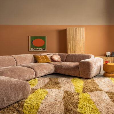 Musa vloerkleed grafisch dessin naturel/geel 170x240 cm